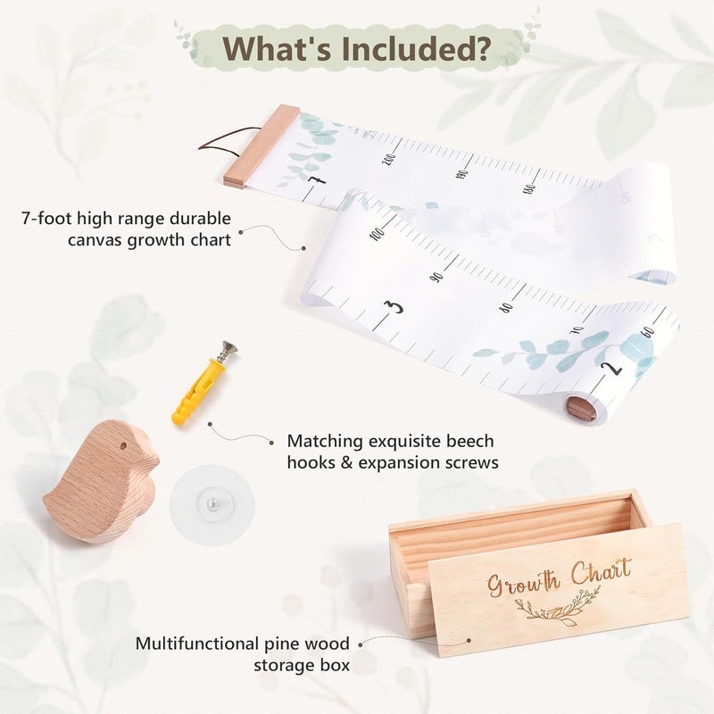 let's make Growth Chart for Wall 7 Ft Height Chart with Keepsake Box & Hook Waterproof Canvas Measure Wall Ruler Removable Neutral Nursery Wall Decor for Baby Kids Toddlers - Image 4